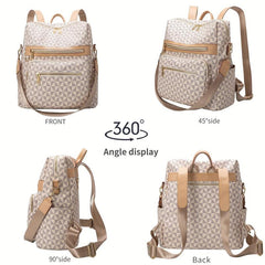 Vintage Print Backpack Large Capacity Casual Backpack Shoulder Bag