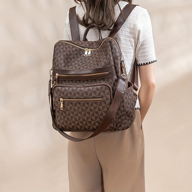 Vintage Print Backpack Large Capacity Casual Backpack Shoulder Bag