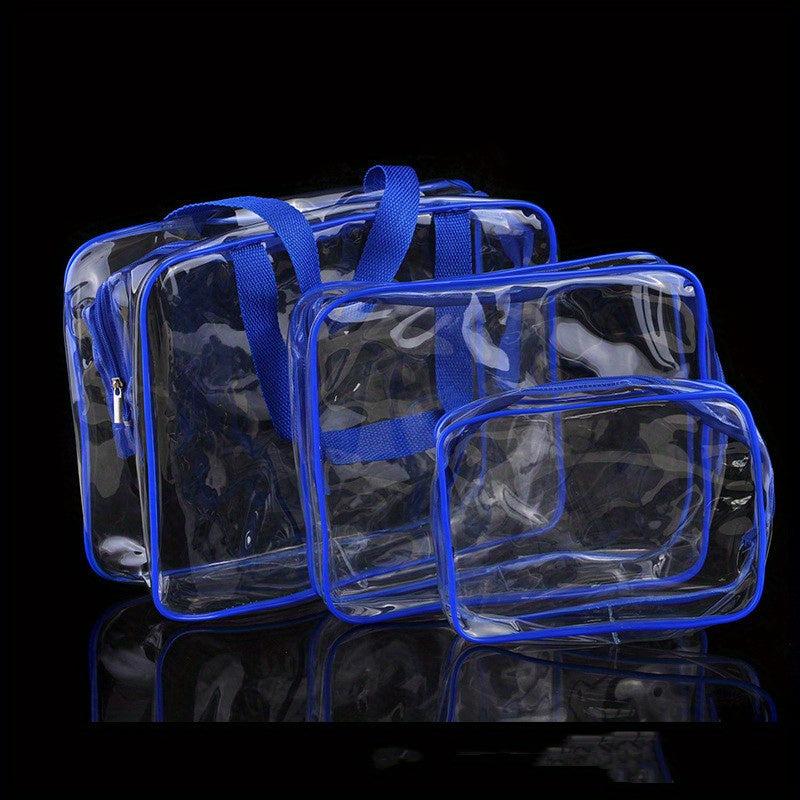 3pcs Portable Transparent Toiletry Bag Travel Storage Set