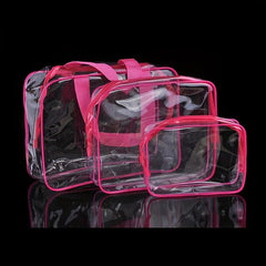 3pcs Portable Transparent Toiletry Bag Travel Storage Set