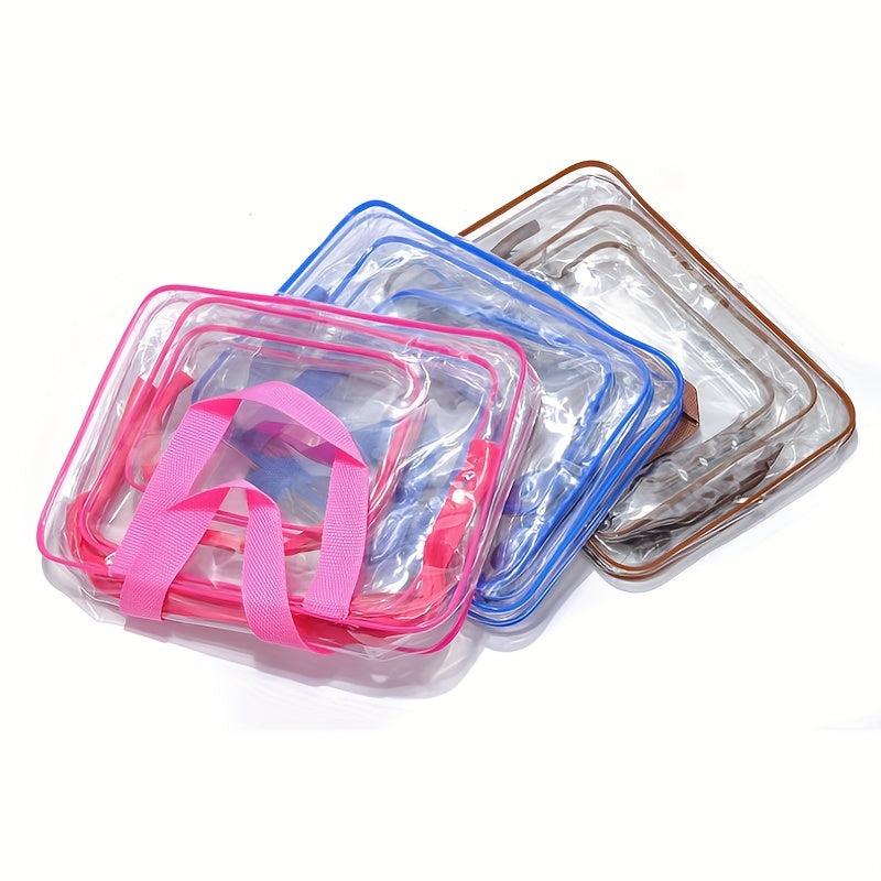3pcs Portable Transparent Toiletry Bag Travel Storage Set