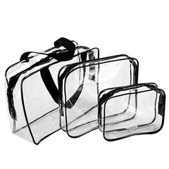 3pcs Portable Transparent Toiletry Bag Travel Storage Set