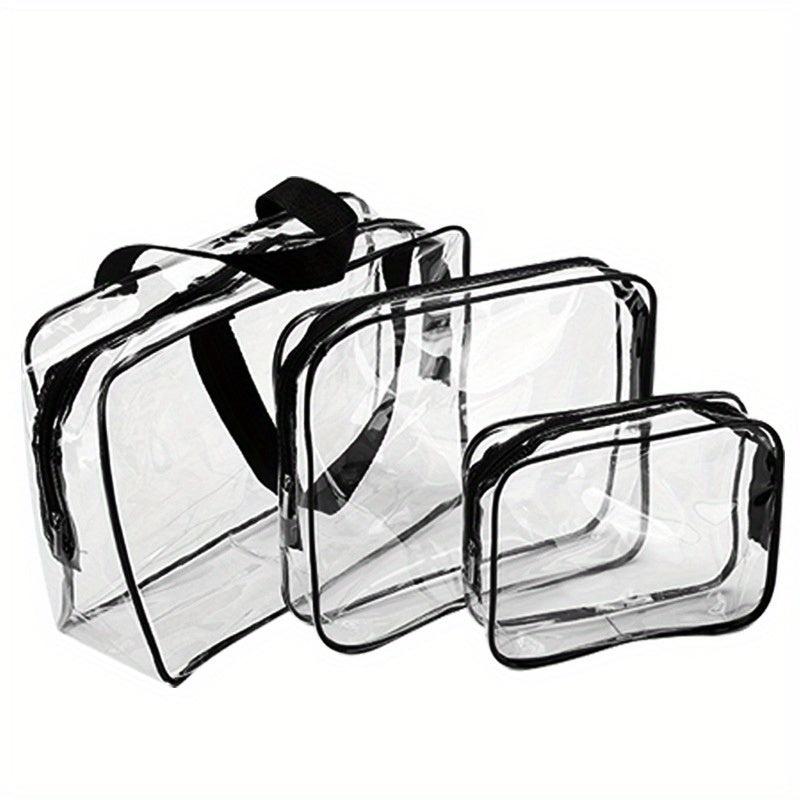 3pcs Portable Transparent Toiletry Bag Travel Storage Set