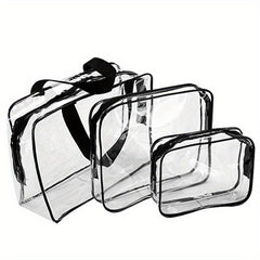 3pcs Portable Transparent Toiletry Bag Travel Storage Set