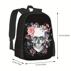 Skeleton Backpacks Rose Flowers School Bags Waterproof Laptop Backpack