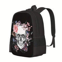Skeleton Backpacks Rose Flowers School Bags Waterproof Laptop Backpack