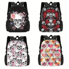 Skeleton Backpacks Rose Flowers School Bags Waterproof Laptop Backpack