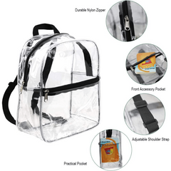 Clear Mini Backpack Heavy Duty Transparent PVC Backpack For Work Travel Stadium