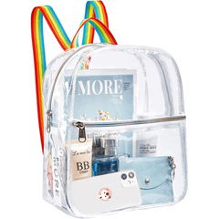 Clear Mini Backpack Heavy Duty Transparent PVC Backpack For Work Travel Stadium