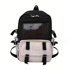 Casual Block Backpack Large Capacity Schoolbag