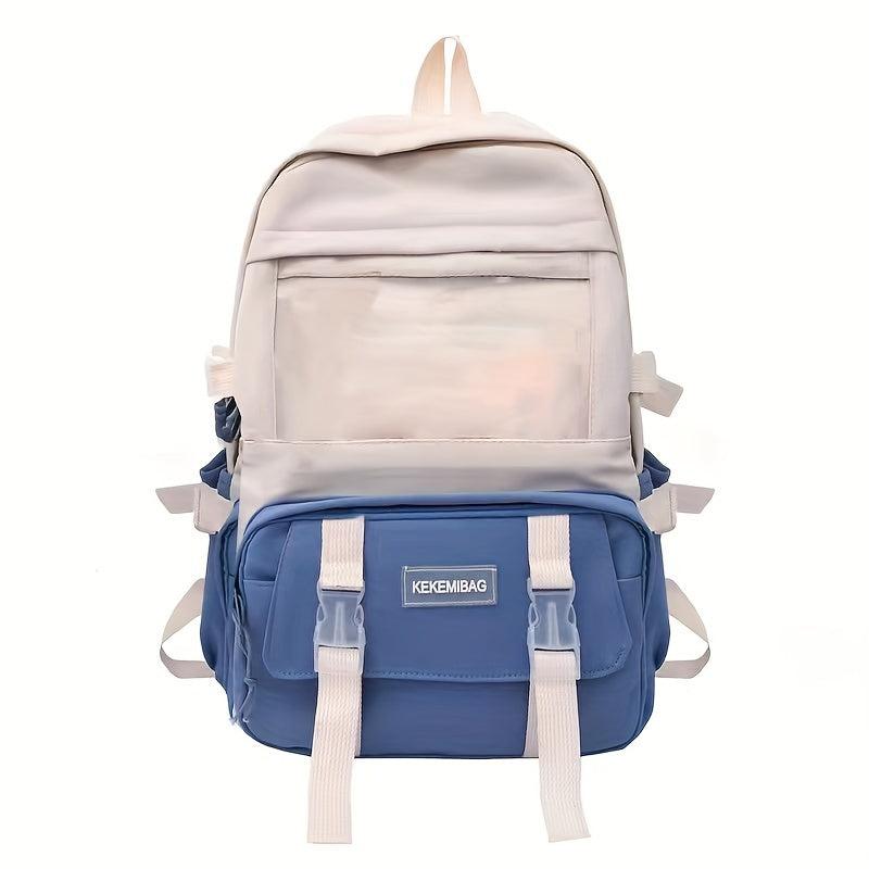 Casual Block Backpack Large Capacity Schoolbag
