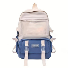 Casual Block Backpack Large Capacity Schoolbag
