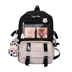 Casual Block Backpack Large Capacity Schoolbag