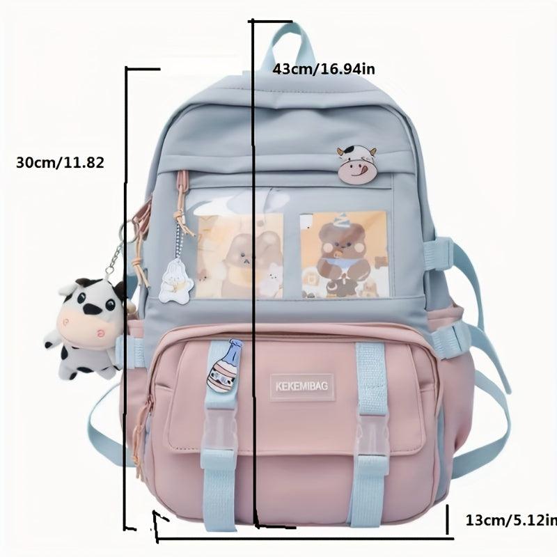 Casual Block Backpack Large Capacity Schoolbag