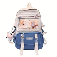 Casual Block Backpack Large Capacity Schoolbag
