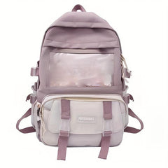 Casual Block Backpack Large Capacity Schoolbag
