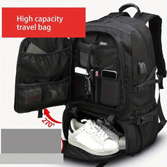 80L Mountaineering Travel Backpack Shoes Compartment USB Charging Waterproof