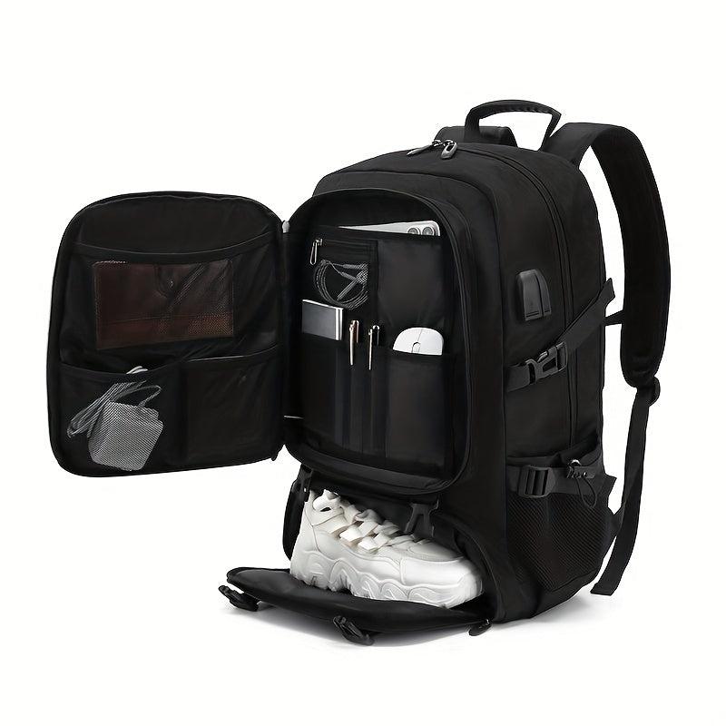 80L Mountaineering Travel Backpack Shoes Compartment USB Charging Waterproof