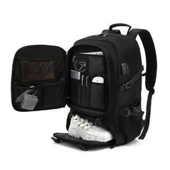 80L Mountaineering Travel Backpack Shoes Compartment USB Charging Waterproof