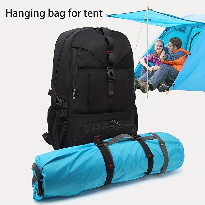 80L Mountaineering Travel Backpack Shoes Compartment USB Charging Waterproof