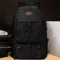 80L Mountaineering Travel Backpack Shoes Compartment USB Charging Waterproof