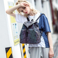 Geometric Pattern Luminous Drawstring Backpack