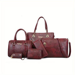 Large Capacity 6 Pc Set Textured Shoulder Crossbody Bags