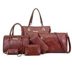 Large Capacity 6 Pc Set Textured Shoulder Crossbody Bags