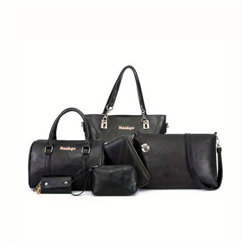 Large Capacity 6 Pc Set Textured Shoulder Crossbody Bags