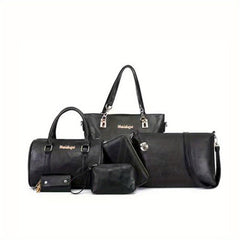 Large Capacity 6 Pc Set Textured Shoulder Crossbody Bags