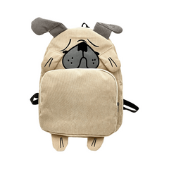 Funny Puppy Shape Backpack Corduroy Large Capacity Schoolbag Soft Surface Bag