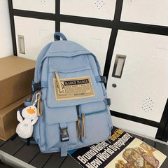Duckling Pendant Schoolbag for High School Student Large Capacity Backpack