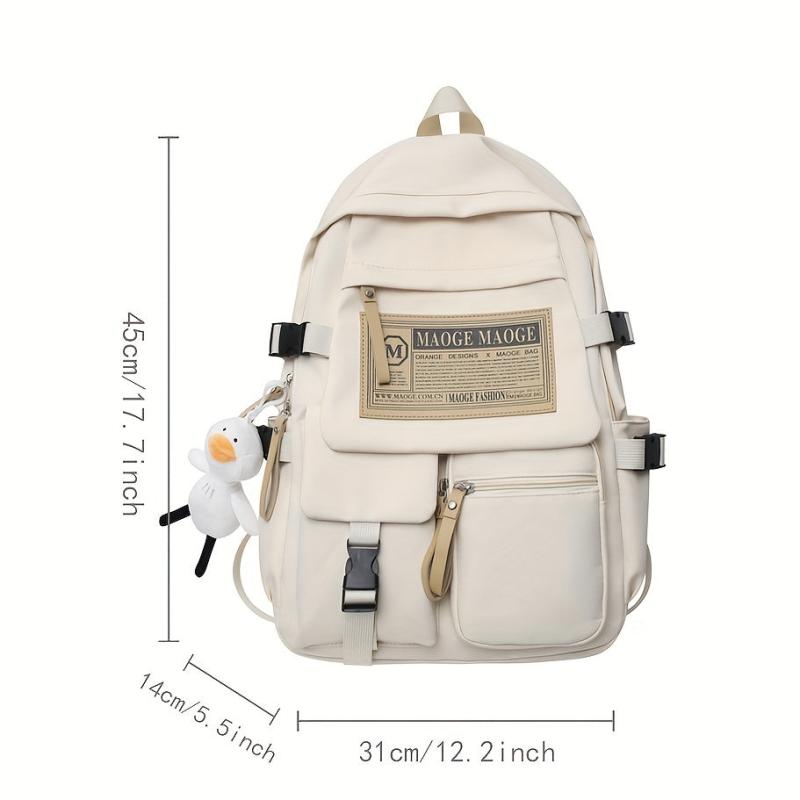 Duckling Pendant Schoolbag for High School Student Large Capacity Backpack