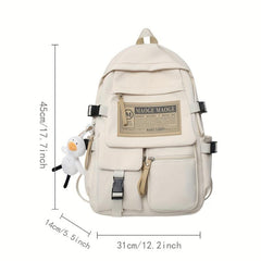 Duckling Pendant Schoolbag for High School Student Large Capacity Backpack
