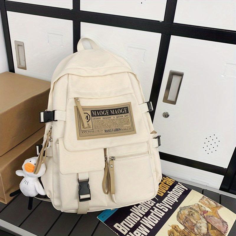 Duckling Pendant Schoolbag for High School Student Large Capacity Backpack