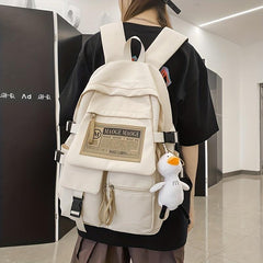 Duckling Pendant Schoolbag for High School Student Large Capacity Backpack