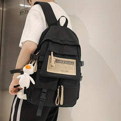 Duckling Pendant Schoolbag for High School Student Large Capacity Backpack