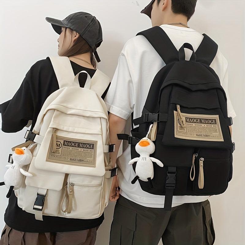 Duckling Pendant Schoolbag for High School Student Large Capacity Backpack