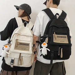 Duckling Pendant Schoolbag for High School Student Large Capacity Backpack