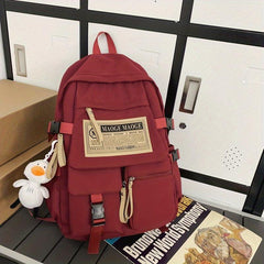 Duckling Pendant Schoolbag for High School Student Large Capacity Backpack
