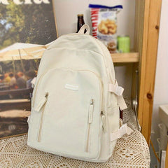 Solid Preppy Schoolbag High School Backpack