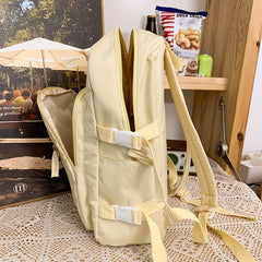 Solid Preppy Schoolbag High School Backpack