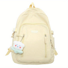 Solid Preppy Schoolbag High School Backpack