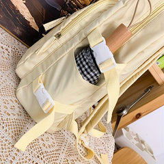 Solid Preppy Schoolbag High School Backpack