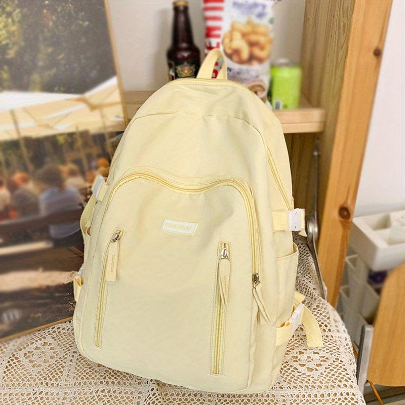 Solid Preppy Schoolbag High School Backpack