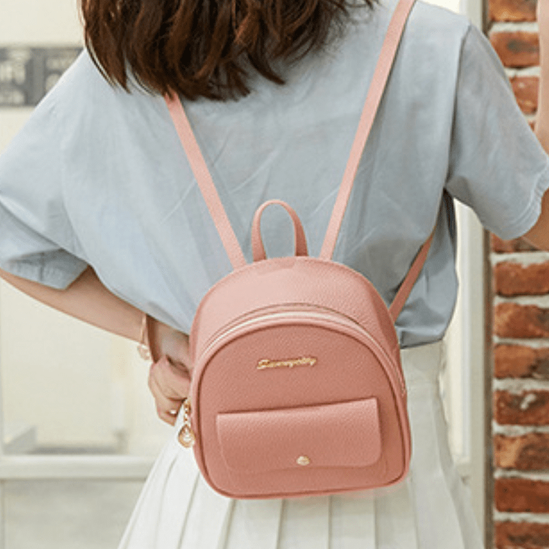 Lychee Pattern PU Leather Backpack Multifunctional Handbag