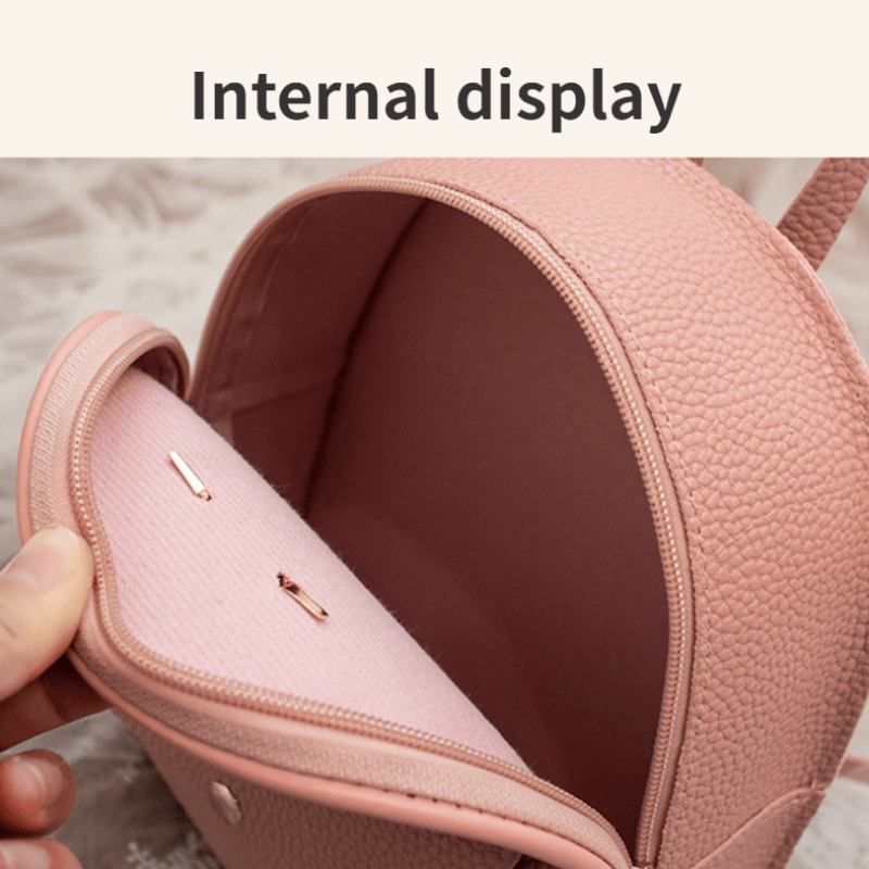 Lychee Pattern PU Leather Backpack Multifunctional Handbag