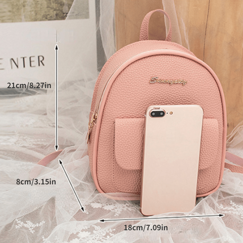 Lychee Pattern PU Leather Backpack Multifunctional Handbag
