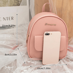 Lychee Pattern PU Leather Backpack Multifunctional Handbag