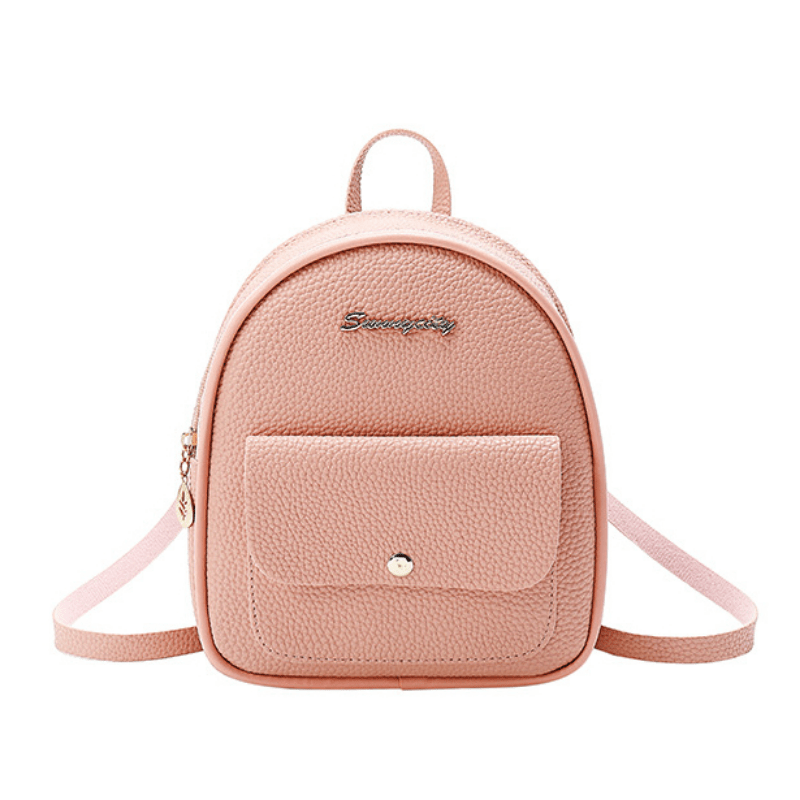 Lychee Pattern PU Leather Backpack Multifunctional Handbag